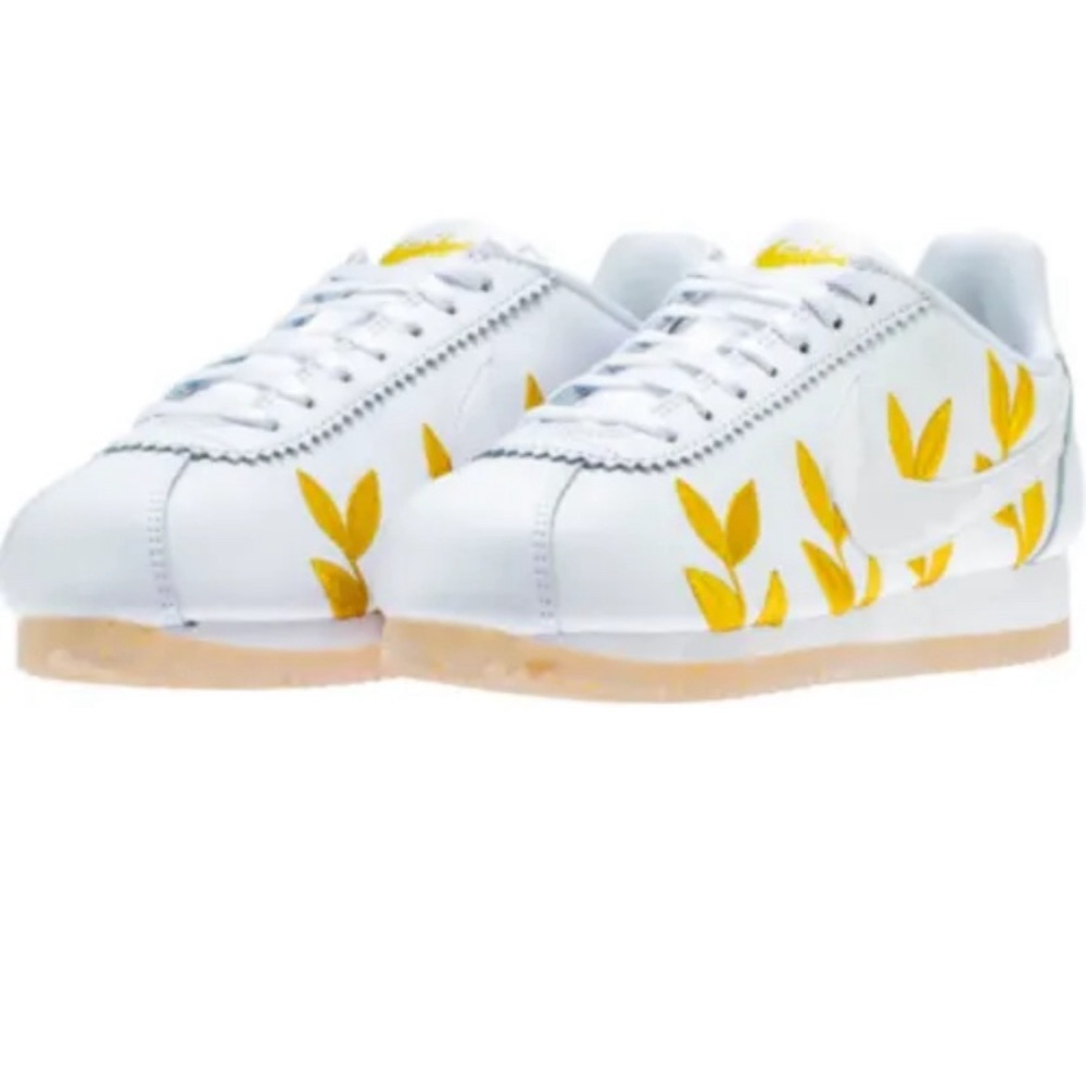 RARE Nike Women Cortez GODDESS Floral QS Olympic Metallic GOLD White